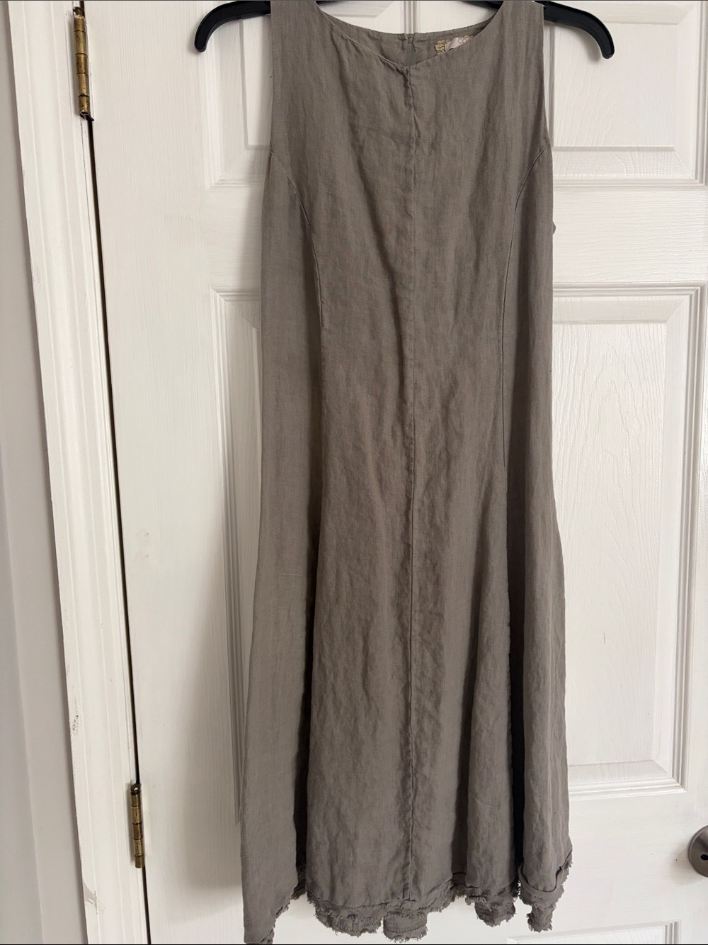 Sleeveless Taupe Linen Maxi Skirt